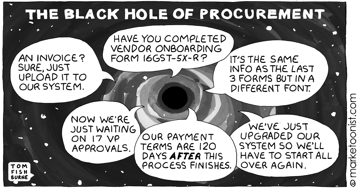 Black Hole of Procurement cartoon