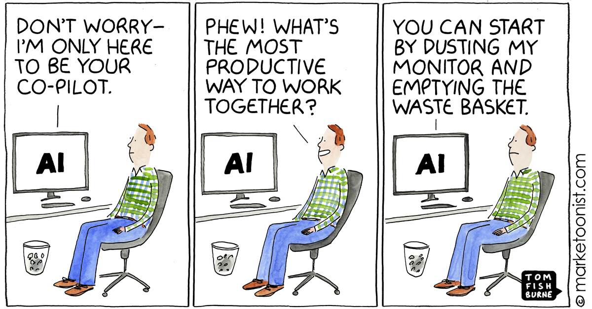 AI Co-Pilots and the Future of Work cartoon