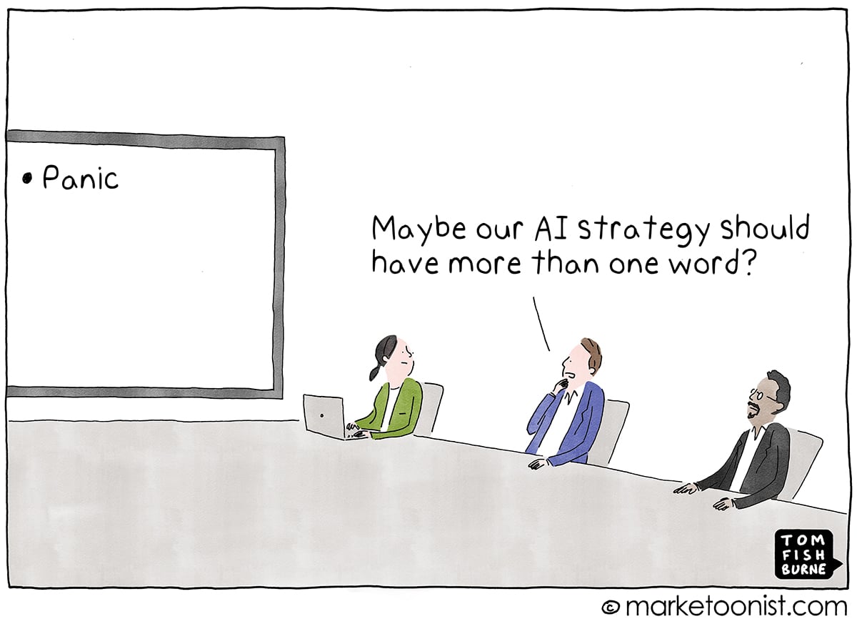 Panic as AI Strategy Marketoonist Cartoon
